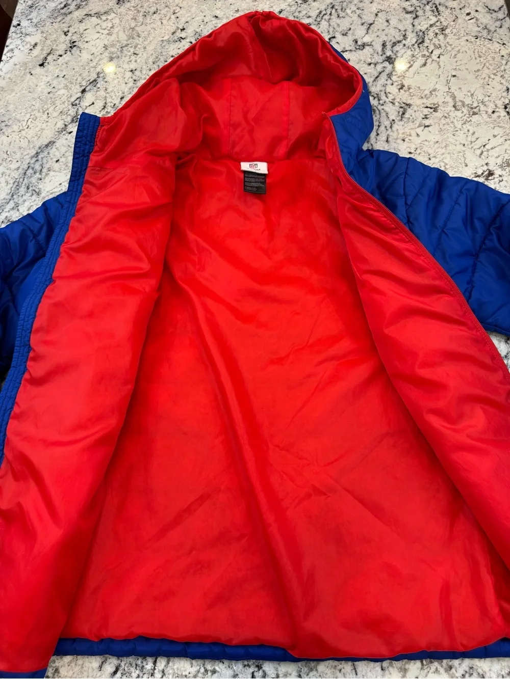 NFL Team Apparel Buffalo Bills Youth XL (16/18) Blue Hooded Puffer Jacket Coat